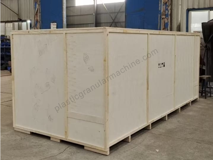 plastic foam recycling machine packaged for shipment